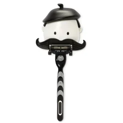 Porte-Rasoir Mr Razor Plastique Blanc Noir / Avec Ventouse - Pa Design