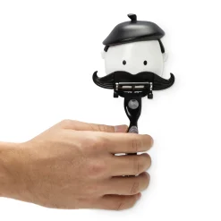 Porte-Rasoir Mr Razor Plastique Blanc Noir / Avec Ventouse - Pa Design