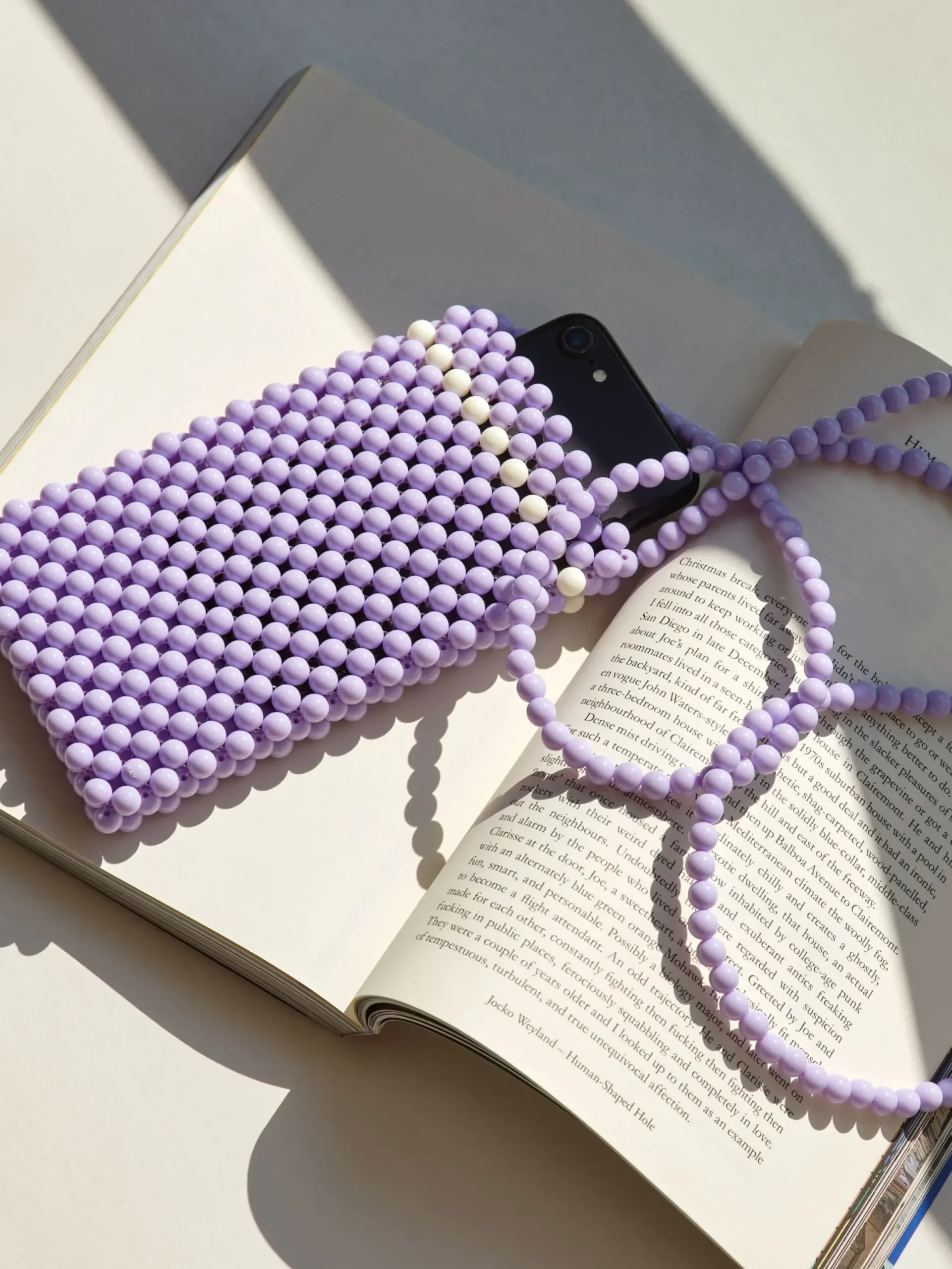 Porte-Telephone Perla Plastique / Mini Sacoche En Perles - Fait Main - Hay