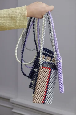 Porte-Telephone Perla Plastique / Mini Sacoche En Perles - Fait Main - Hay