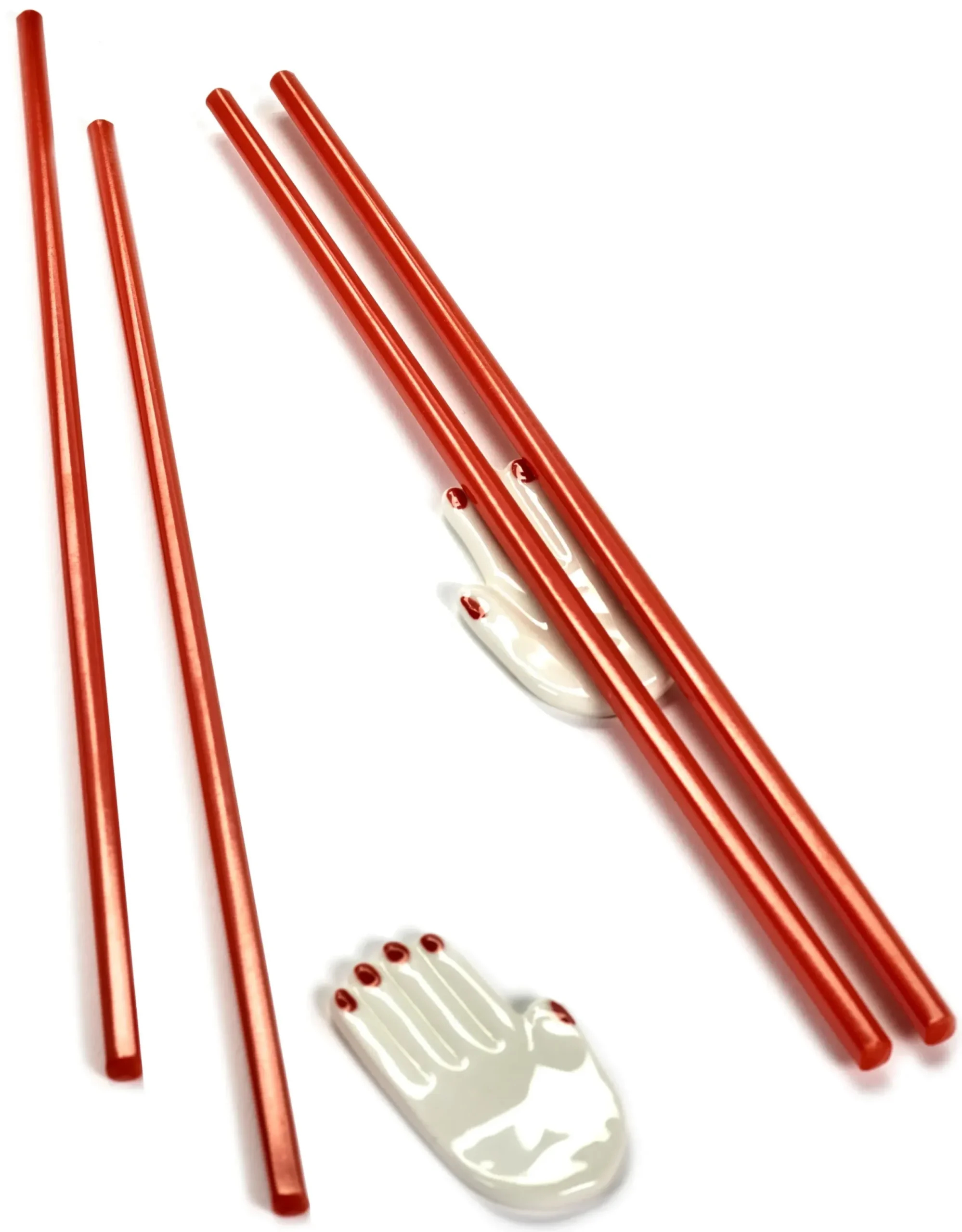 Pose-Baguettes Mains Ceramique Blanc / Set De 2 (Baguettes Japonaises Incluses) - Serax