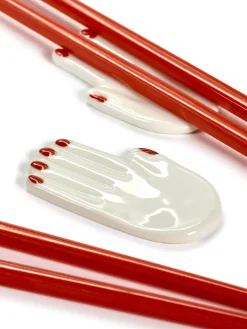 Pose-Baguettes Mains Ceramique Blanc / Set De 2 (Baguettes Japonaises Incluses) - Serax