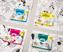 Poster A Colorier Coloriage Pocket - Princesses & Dragons Papier Blanc Noir / 52 X 38 Cm - Omy Design & Play