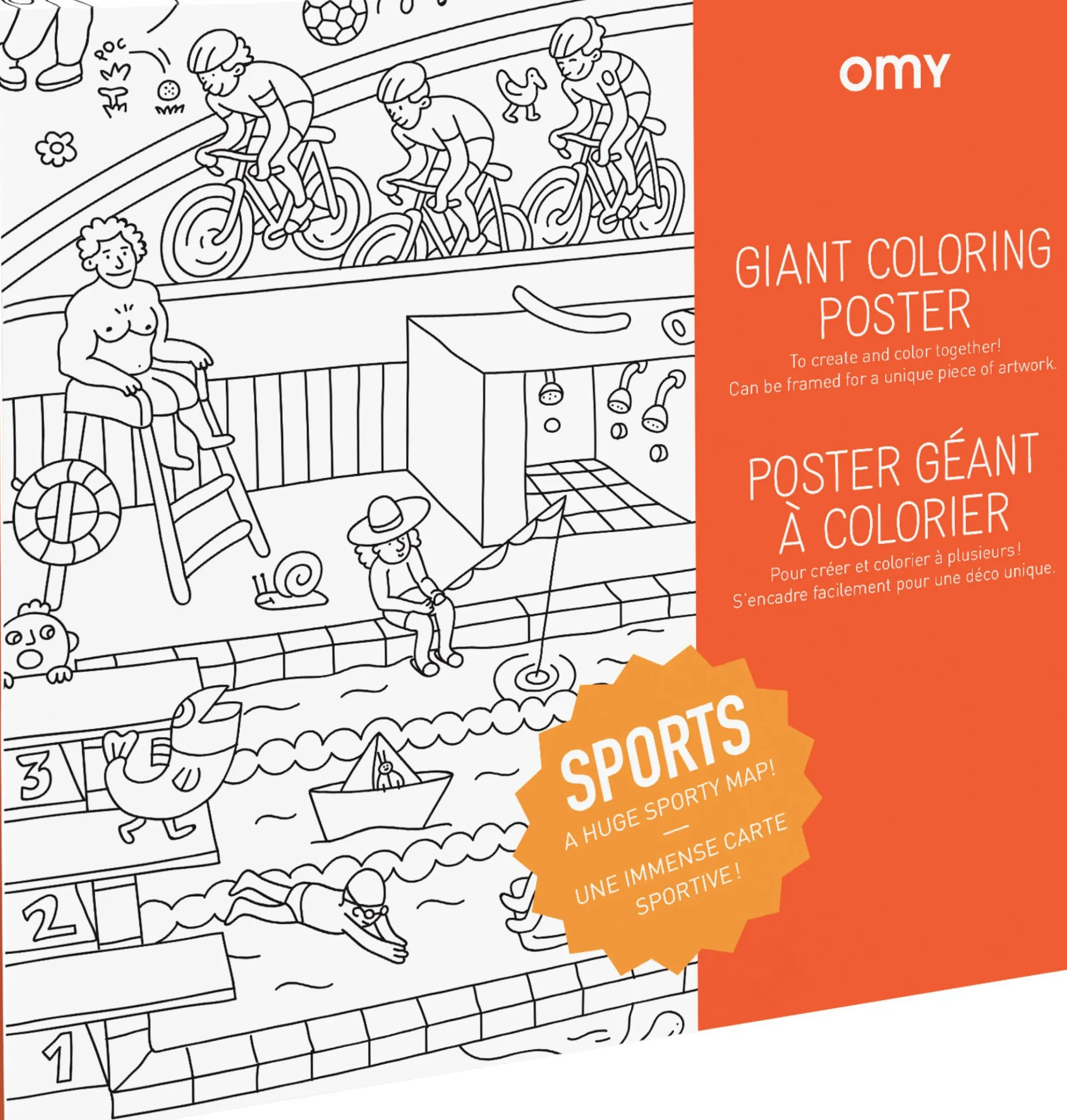 Poster A Colorier Papier Blanc Noir / 100 X 70 Cm - Omy Design & Play