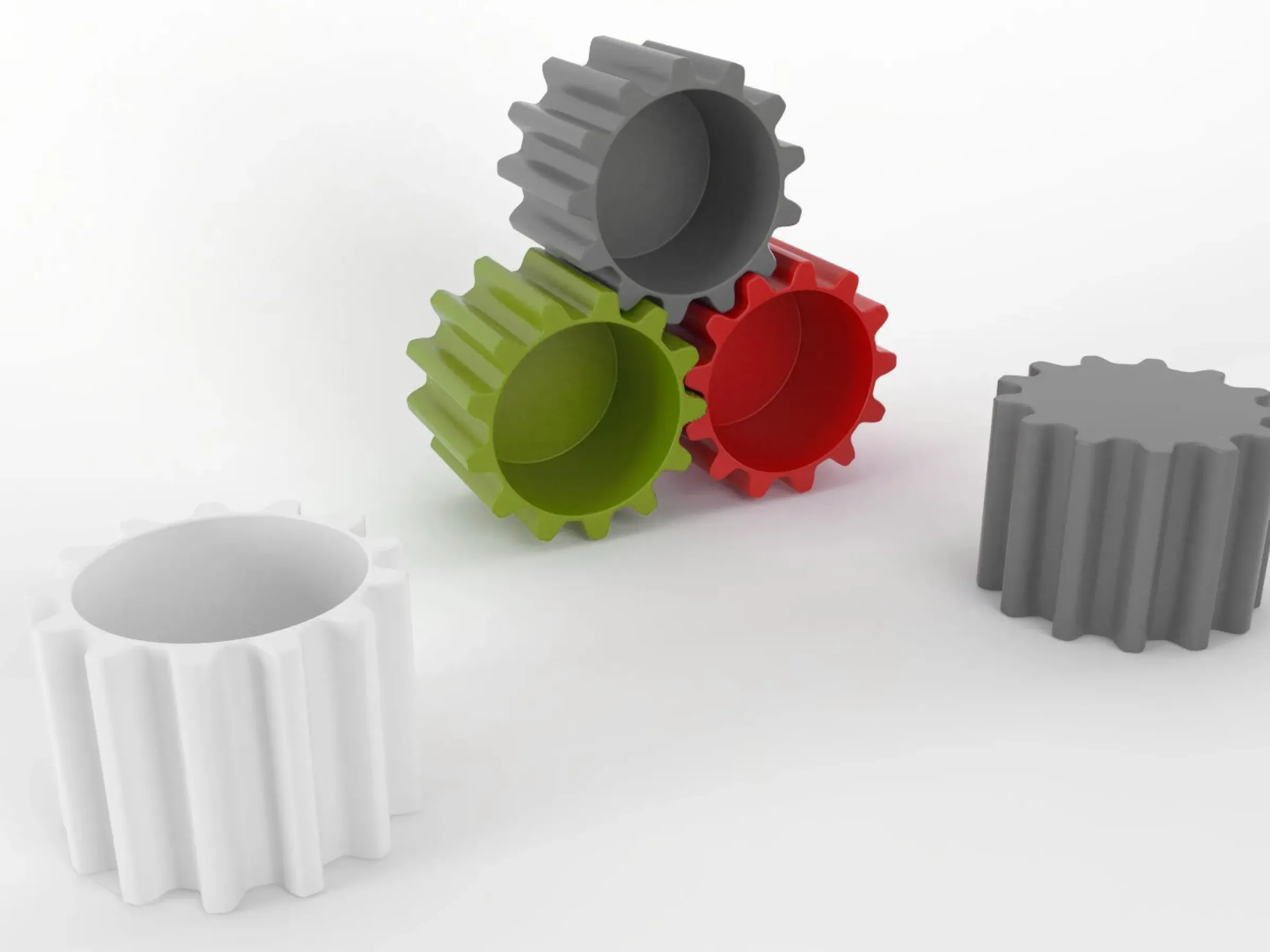 Pot De Fleurs Gear Plastique Blanc Version Laquee - Slide