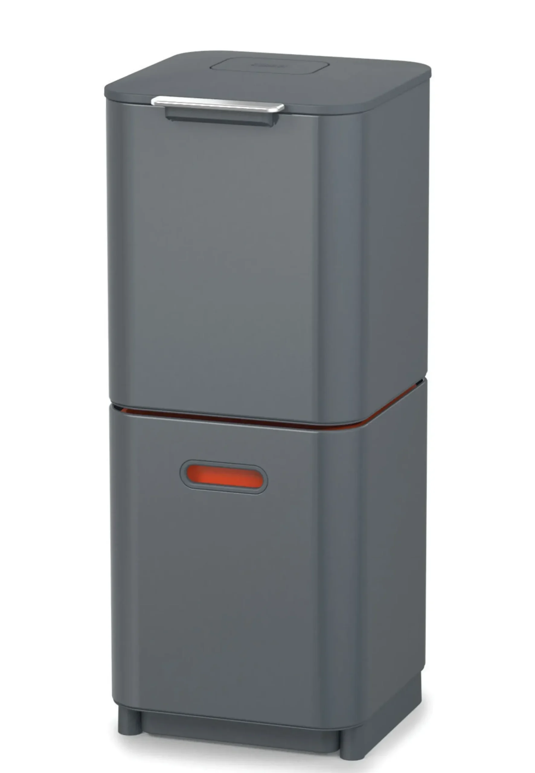 Poubelle De Tri Totem Compact 40L Metal Gris / 2 Bacs 20L + 1 Bac Dechets Organiques 3L - Joseph Joseph