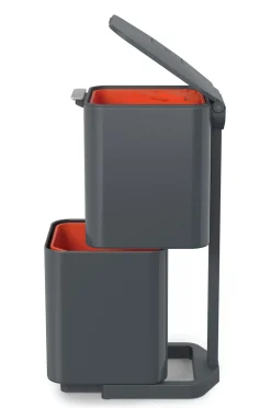 Poubelle De Tri Totem Compact 40L Metal Gris / 2 Bacs 20L + 1 Bac Dechets Organiques 3L - Joseph Joseph