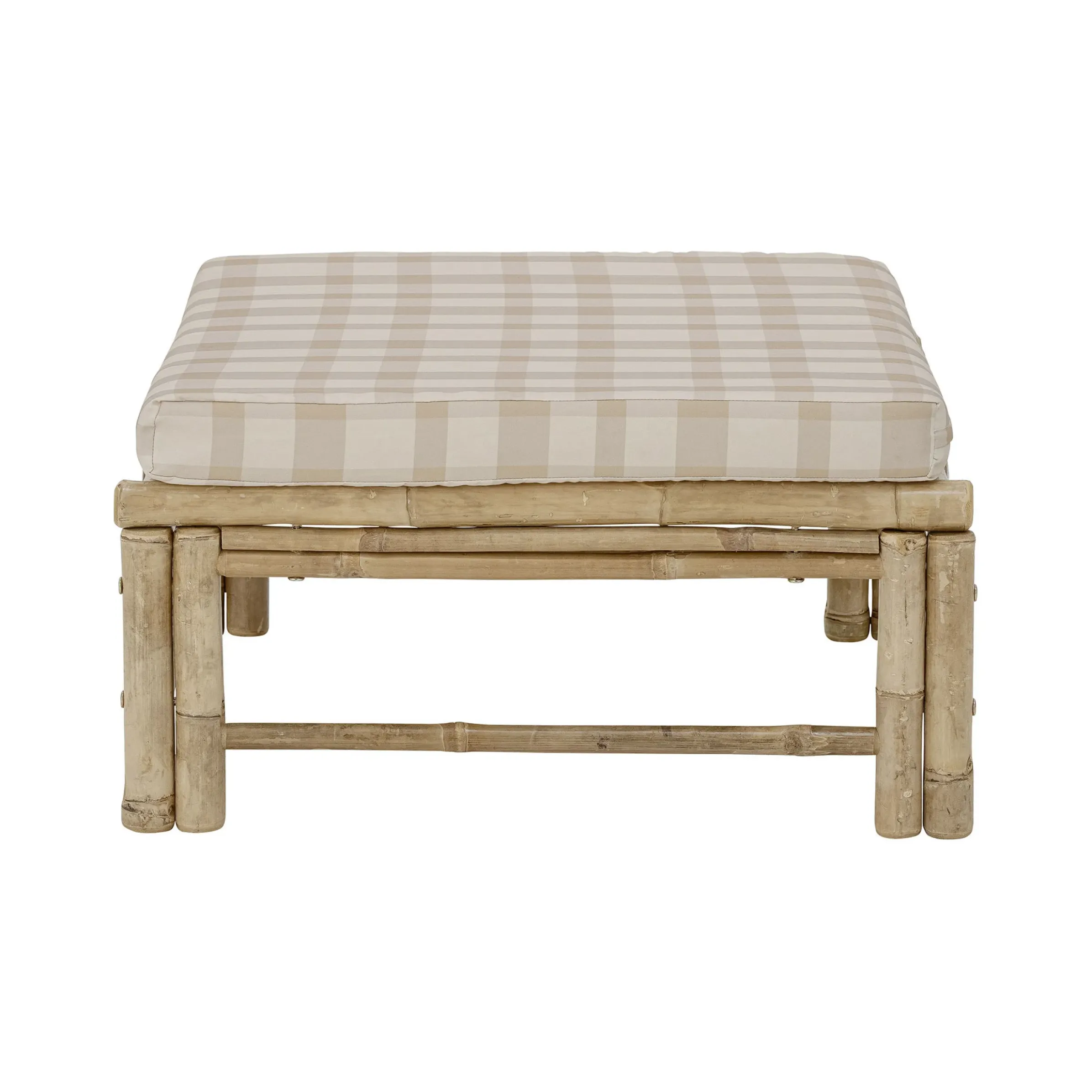 Pouf Korfu Tissu Beige Bois Naturel / Bambou - 72 X 72 Cm - Bloomingville