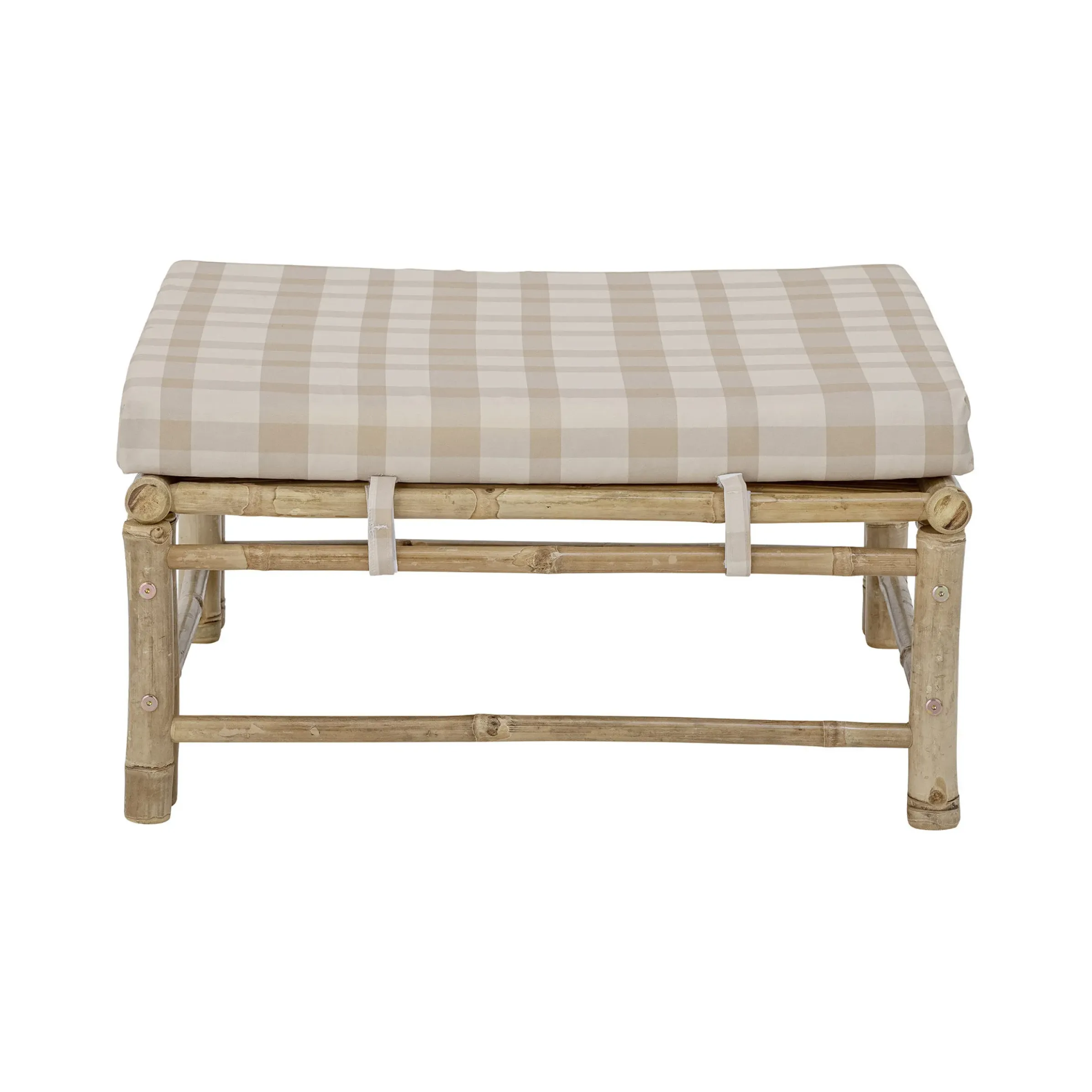 Pouf Korfu Tissu Beige Bois Naturel / Bambou - 72 X 72 Cm - Bloomingville