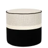Pouf Leo Small Tissu Noir Beige / O 42 X H 40 Cm - Coton & Lin - Maison Sarah Lavoine