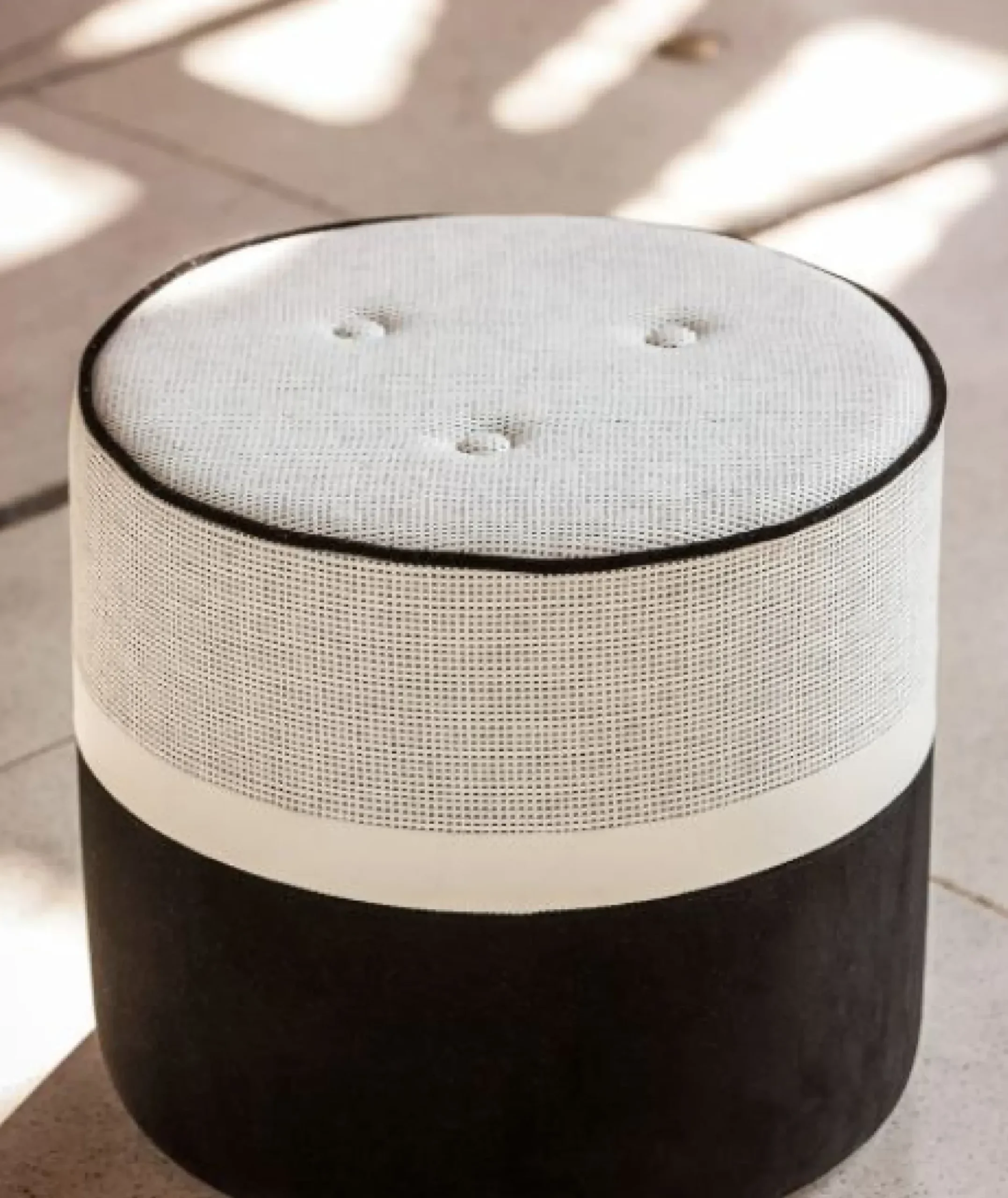 Pouf Leo Small Tissu Noir Beige / O 42 X H 40 Cm - Coton & Lin - Maison Sarah Lavoine