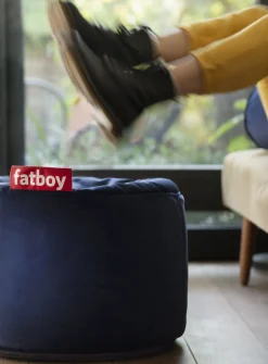 Pouf Point Velvet Tissu Bleu / Velours Recycle - O 50 Cm - Fatboy