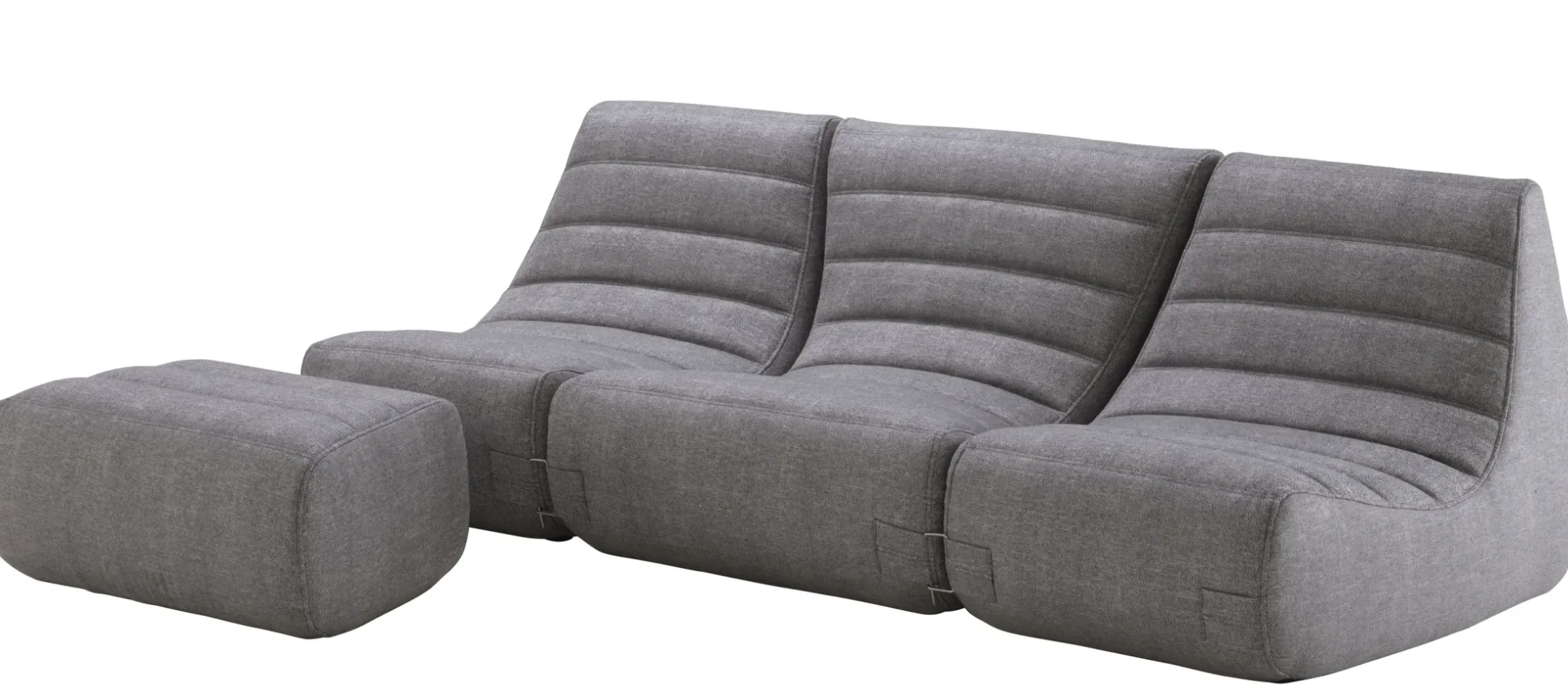 Pouf Saparella Tissu Gris (1965) / Tissu - 78 X 52 Cm - Cinna