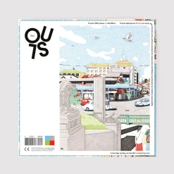 Puzzle Town With A Shrine Par Takashi Nakamura Papier Bleu / 1000 Pieces - 49X68 Cm / Edition Limitee - Sulo