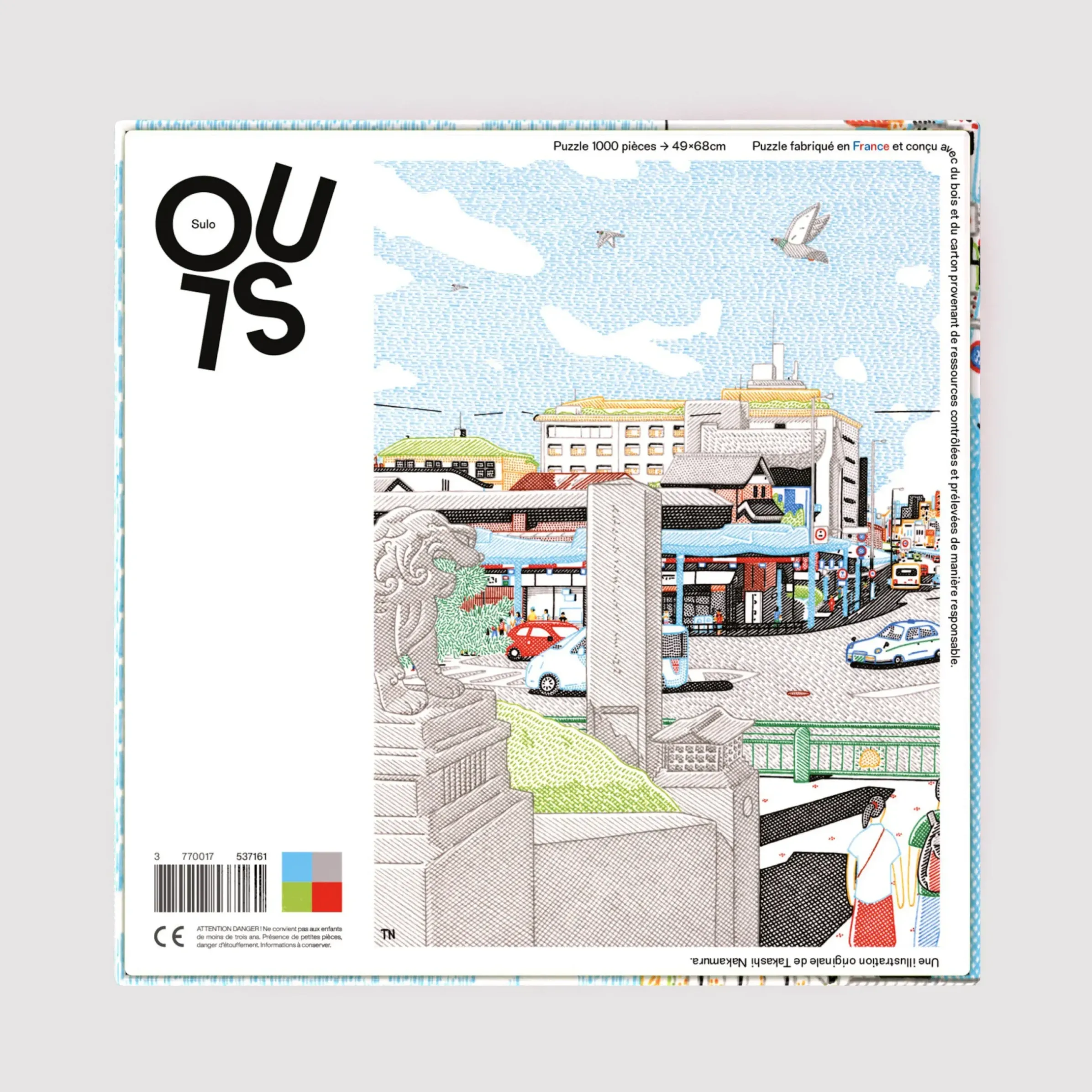 Puzzle Town With A Shrine Par Takashi Nakamura Papier Bleu / 1000 Pieces - 49X68 Cm / Edition Limitee - Sulo