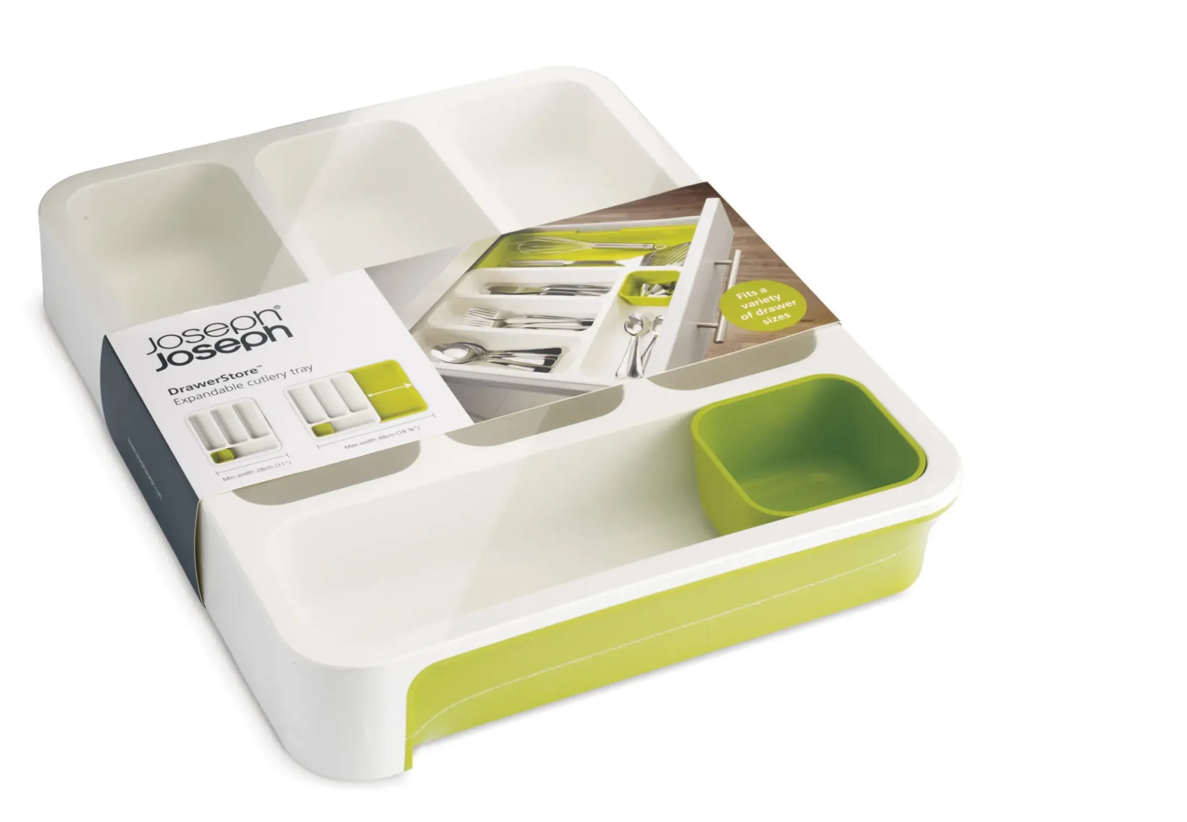 Range-Couverts Drawerstore Plastique Vert / Extensible - Joseph Joseph