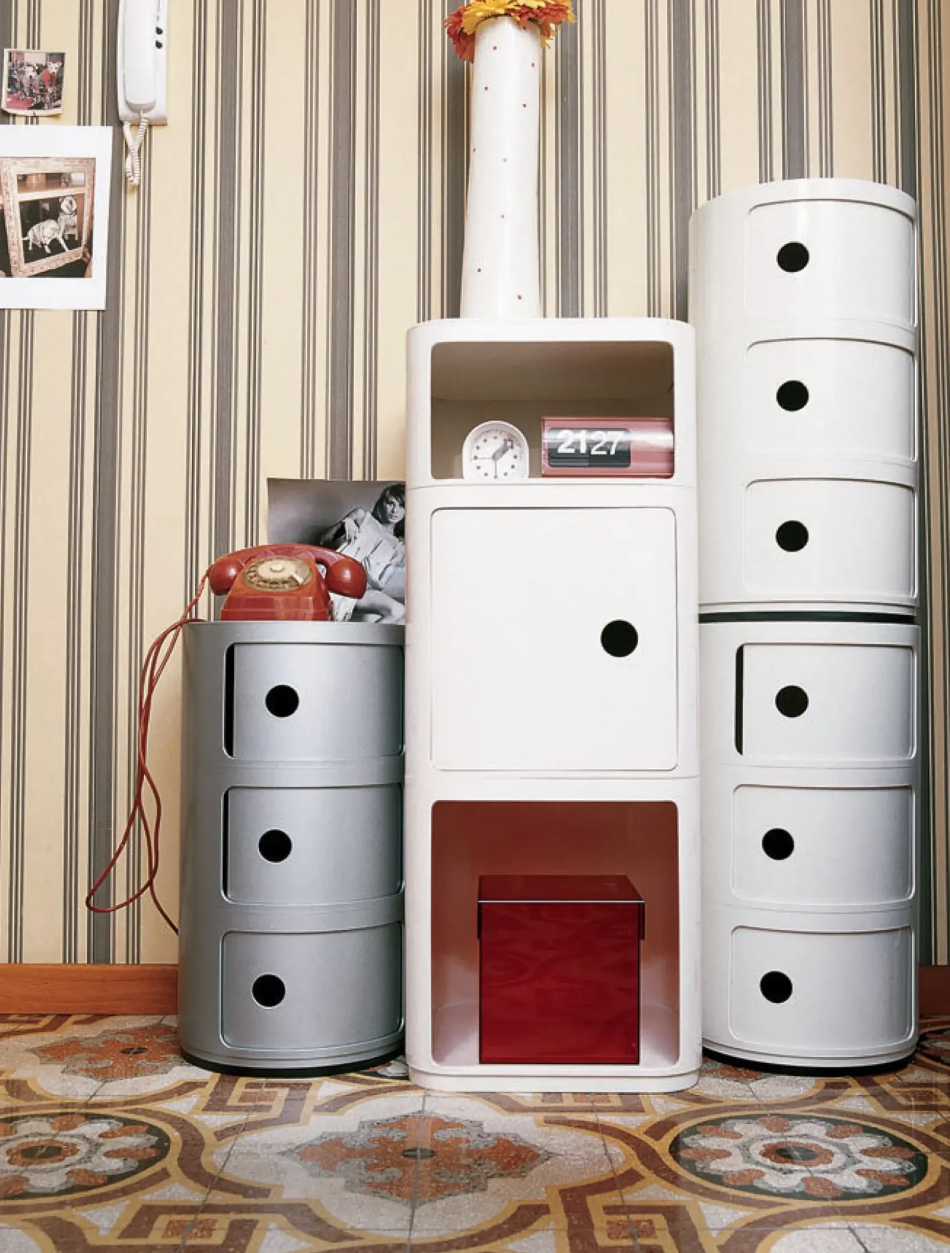 Rangement Componibili Plastique Noir / Mat - 3 Tiroirs - H 58 Cm / Recycle - Kartell