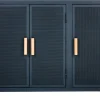 Rangement Vestiaire Bas Perfore Metal Bleu / 3 Portes  - Poignees Chene - Tolix