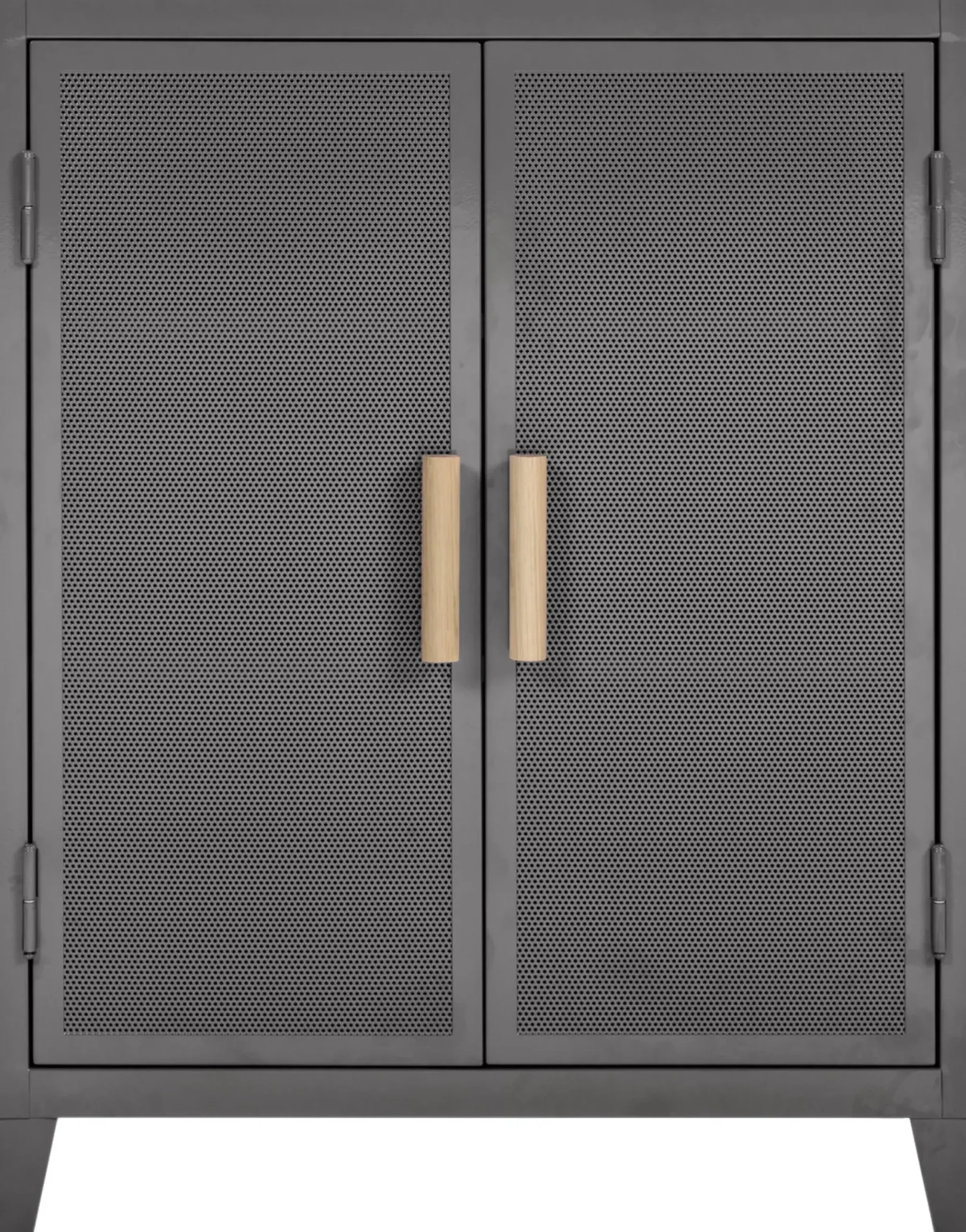 Rangement Vestiaire Bas Perfore Metal Gris / 2 Portess - Poignees Chene - Tolix