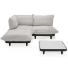 Salon De Jardin Paletti Set Tissu Blanc Beige / Table Basse 90 X 90 Cm + Canape L 180 Cm (Accoudoir Gauche) - Fatboy