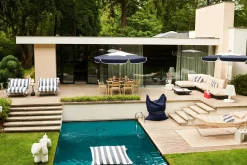 Salon De Jardin Paletti Set Tissu Blanc Beige / Table Basse 90 X 90 Cm + Canape L 180 Cm (Accoudoir Gauche) - Fatboy