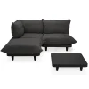 Salon De Jardin Paletti Set Tissu Gris / Table Basse 90 X 90 Cm + Canape L 180 Cm (Accoudoir Gauche) - Fatboy