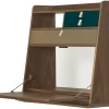 Secretaire Mural Gaston Bleu Or Bois Naturel / L 80 X H 72 Cm - Noyer - Harto
