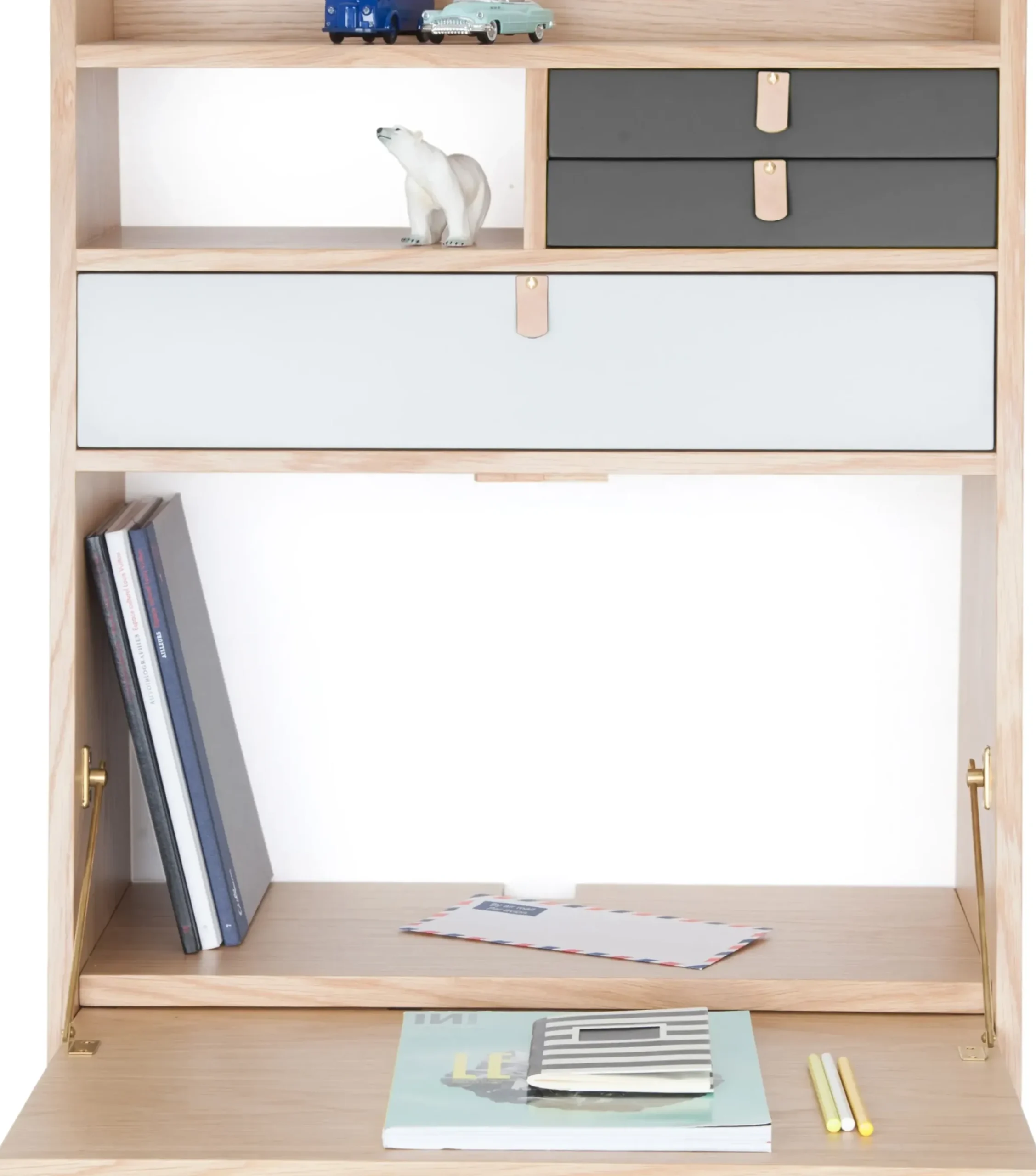 Secretaire Mural Gaston Bois Gris / L 60 X H 72 Cm - Harto