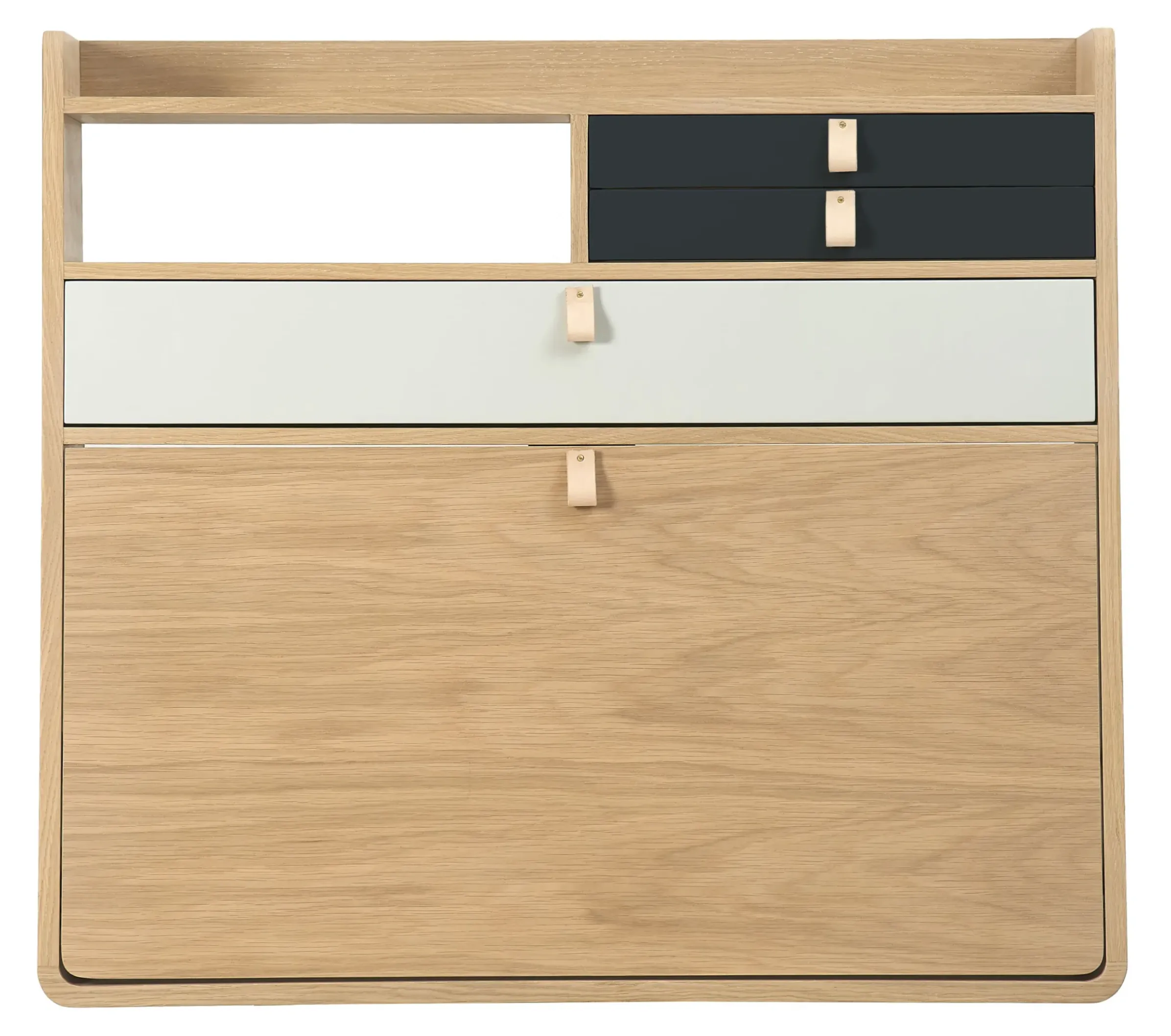 Secretaire Mural Gaston Gris Bois Naturel / L 80 X H 72 Cm - Chene - Harto