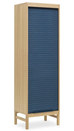 Semainier Jalousi Haut Plastique Bleu Bois Naturel / H 180 Cm - Rideau Plastique - Normann Copenhagen
