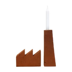 Serre-Livre Fabrique Ceramique Rouge Marron / Bougeoir - Brique Moulee Main Sculptee - Aequo Design