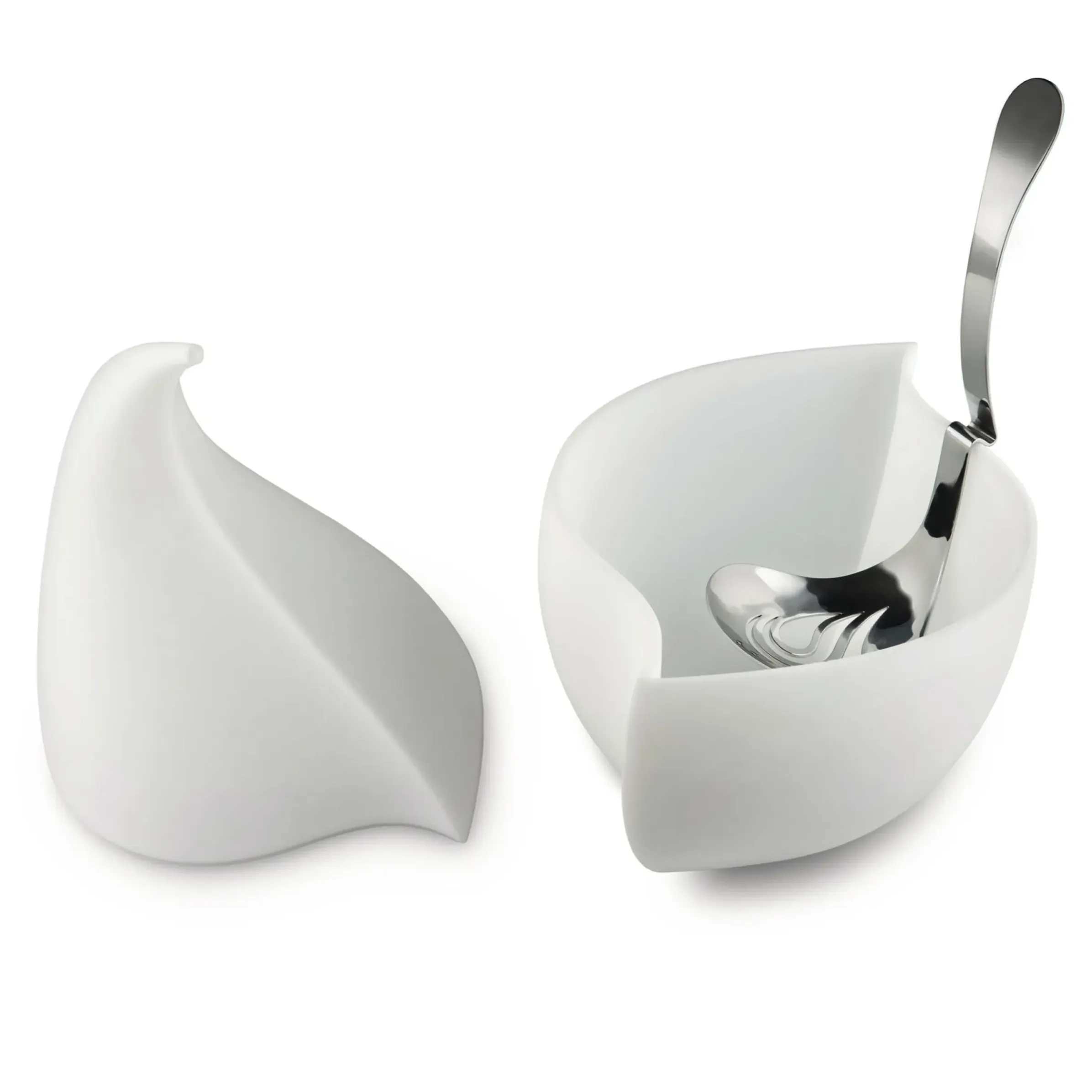 Service A Mozzarella Nunziatella Plastique Blanc / Recipient Fraicheur + Louche Percee - Alessi