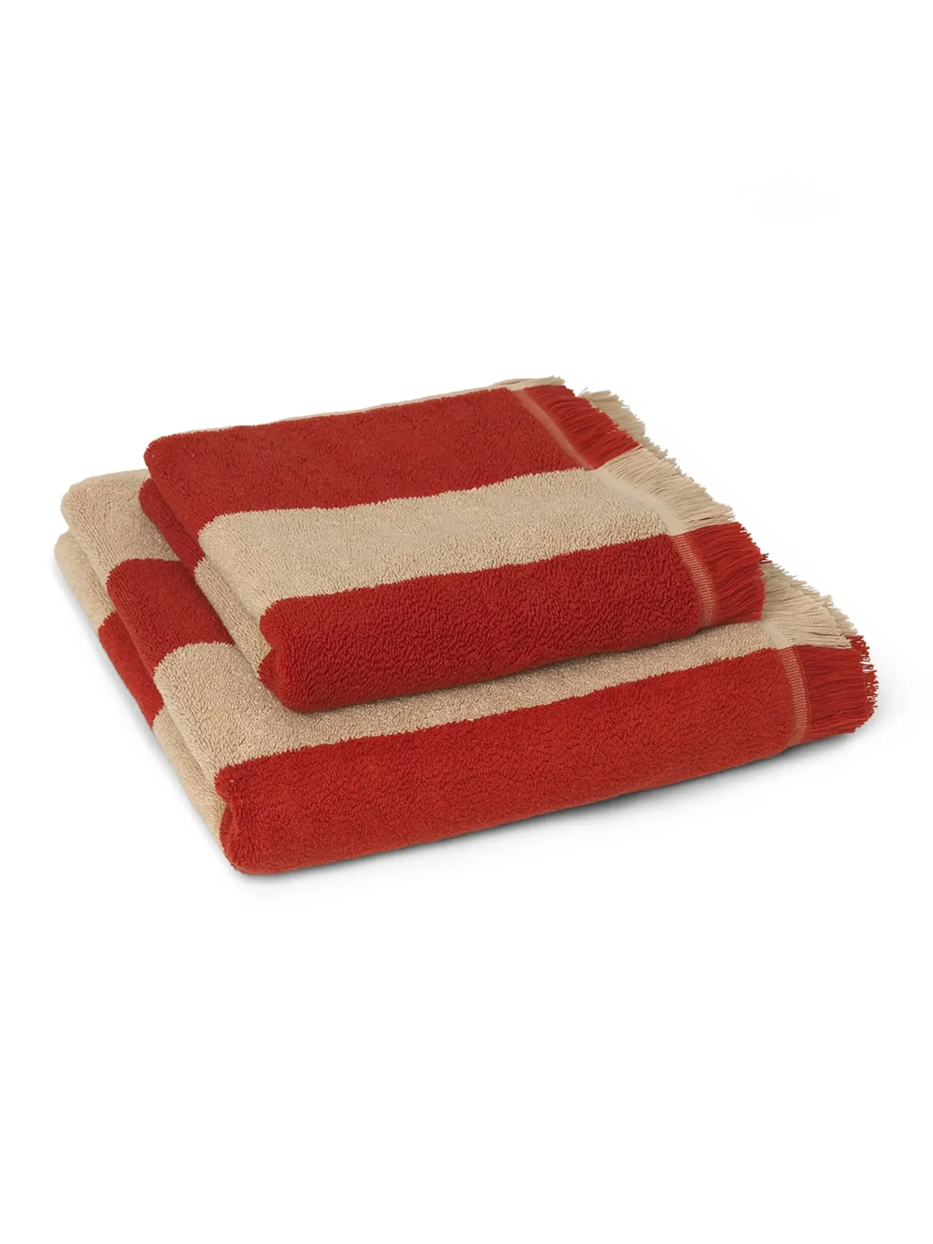 Serviette De Bain Alee Tissu Rouge Marron / 70 X 140 Cm - Ferm Living