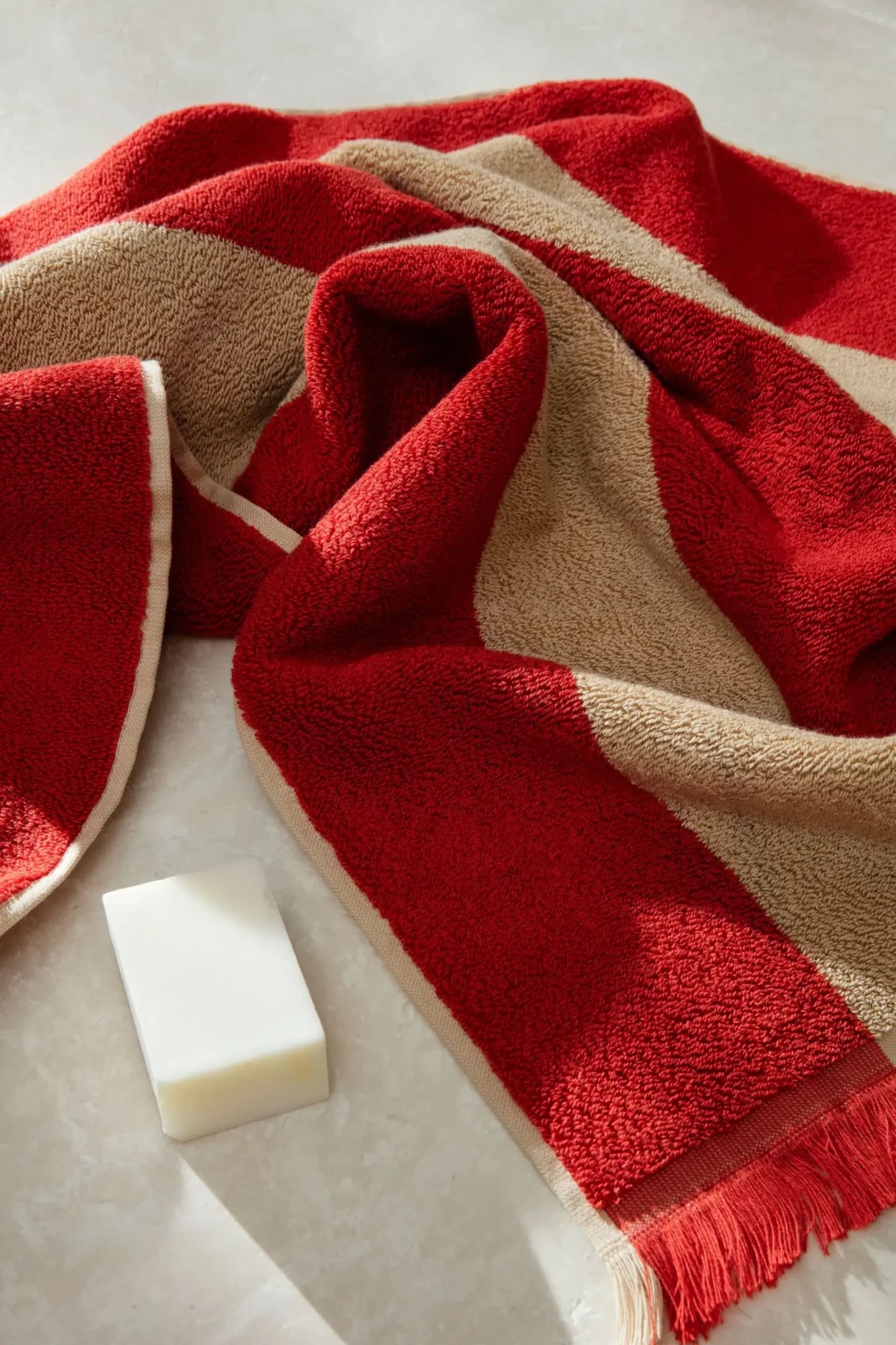 Serviette De Bain Alee Tissu Rouge Marron / 70 X 140 Cm - Ferm Living
