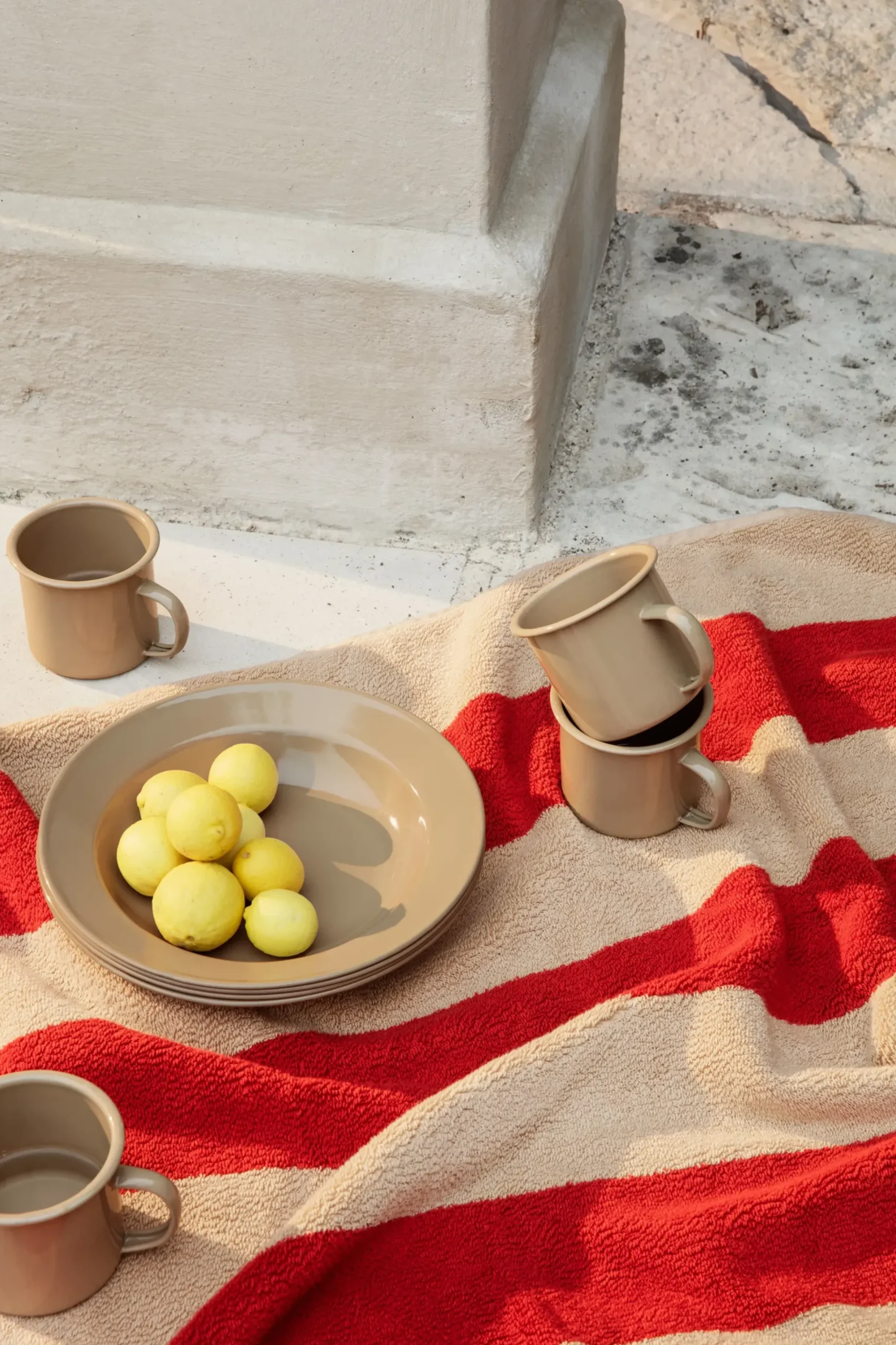 Serviette De Bain Alee Tissu Rouge Marron / 70 X 140 Cm - Ferm Living