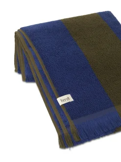 Serviette De Toilette Alee Tissu Bleu Vert / 50 X 100 Cm - Ferm Living