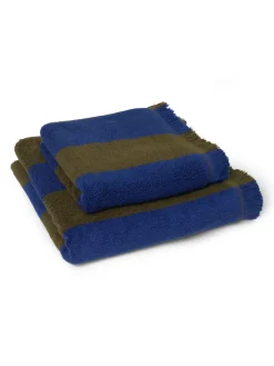 Serviette De Toilette Alee Tissu Bleu Vert / 50 X 100 Cm - Ferm Living