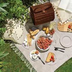 Set A Pique-Nique Dressed En Plein Air Plastique Bois Naturel / Pour 4 Personnes - Panier Osier - Alessi