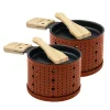 Set Lumi Metal Rouge Orange / Pour Raclette A La Bougie - 2 Personnes - Cookut