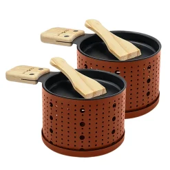 Set Lumi Metal Rouge Orange / Pour Raclette A La Bougie - 2 Personnes - Cookut