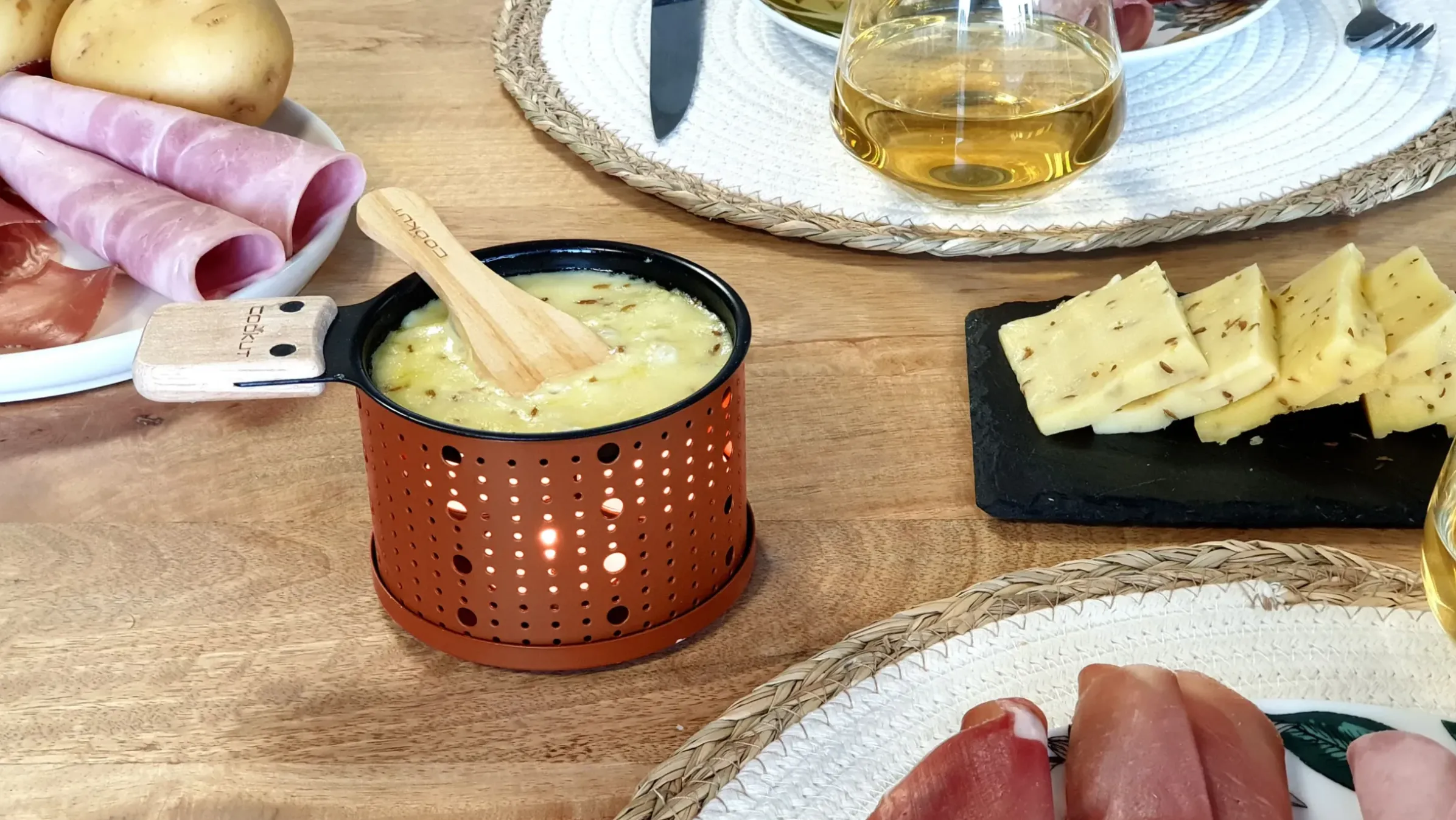 Set Lumi Metal Rouge Orange / Pour Raclette A La Bougie - 2 Personnes - Cookut