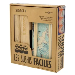 Set Sooshi Fibre Vegetale Bois Naturel / Les Sushis Faciles - Ustensiles + Recettes - Cookut