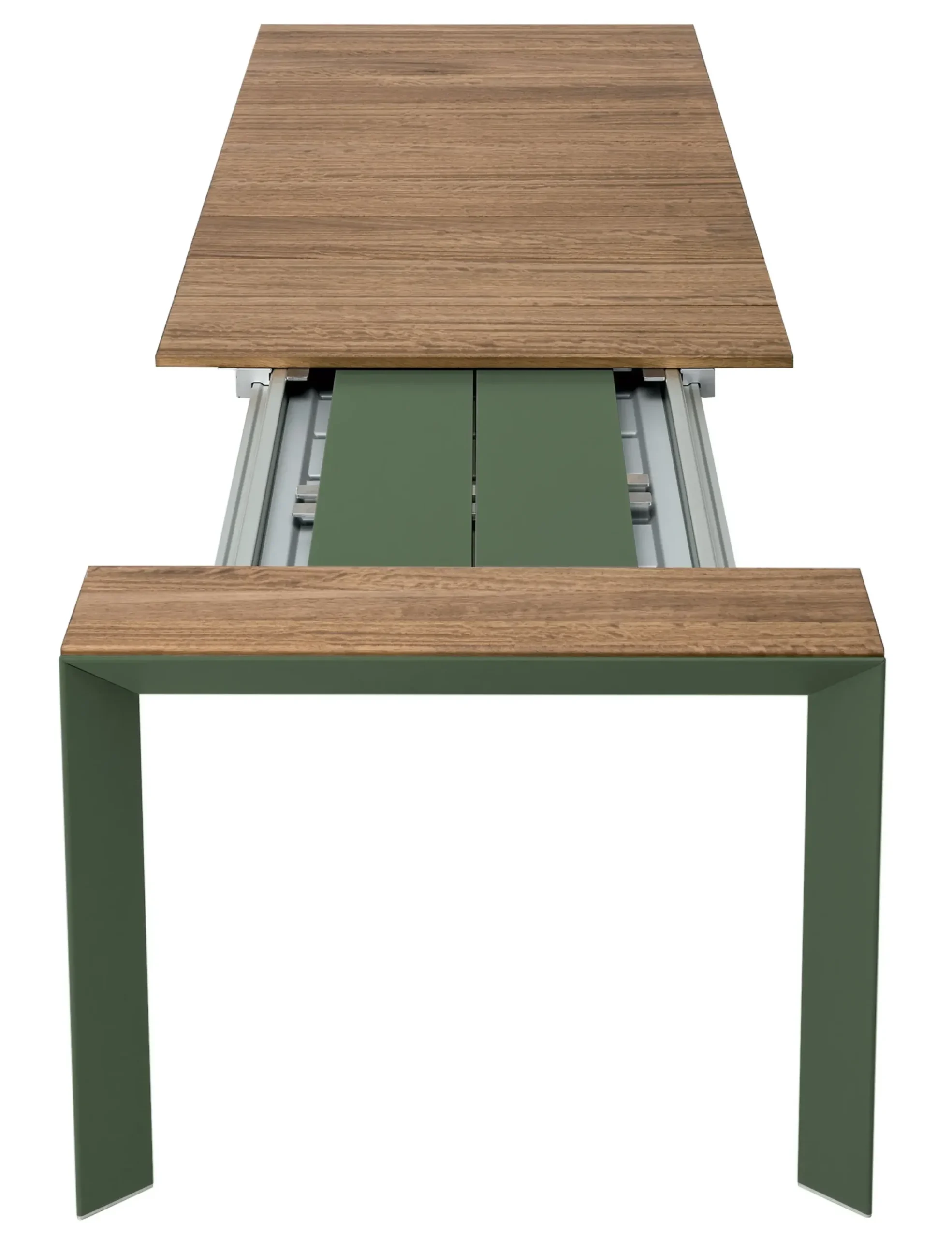 Table A Rallonge Nori Metal Vert Bois Naturel / Teck - L 199 A 279 Cm - Kristalia