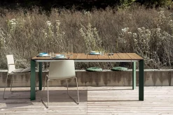 Table A Rallonge Nori Metal Vert Bois Naturel / Teck - L 199 A 279 Cm - Kristalia