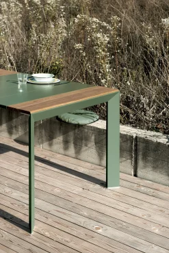 Table A Rallonge Nori Metal Vert Bois Naturel / Teck - L 199 A 279 Cm - Kristalia