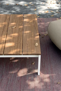 Table Basse Be-Easy Metal Blanc Bois Naturel / Teck - 100 X 99 Cm - Kristalia