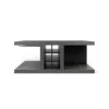 Table Basse Chicago Bar Bois Gris / Casier A Bouteilles & Rails Pour Verres A Pied - 110 X 65 X H 45 Cm - Pop Up Home