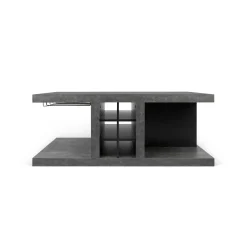 Table Basse Chicago Bar Bois Gris / Casier A Bouteilles & Rails Pour Verres A Pied - 110 X 65 X H 45 Cm - Pop Up Home