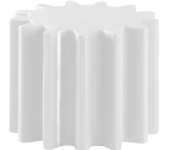 Table Basse Gear Plastique Blanc / Pouf - Version Laquee - O 55 X H 43 Cm - Slide