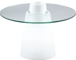 Table Basse Lumineuse Peak Verre Plastique Blanc Transparent / O 70 X H 50 Cm - Slide